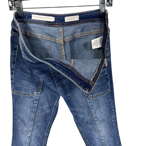 Pilcro & The Letterpress Womens 27 US 4 Flare Crop Jeans Side Zip Patch Pockets - Picture 4 of 16